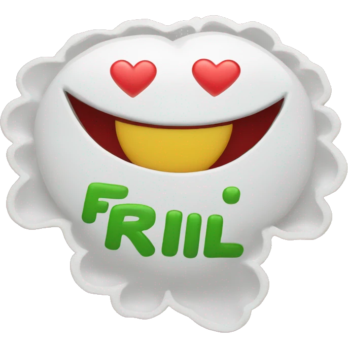 The words Team friii rice on a sign with hearts floating in air emoji