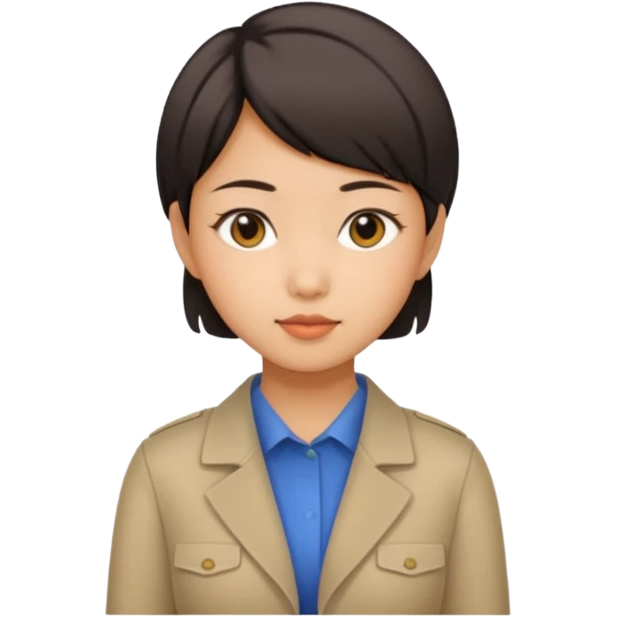 A short-haired Asian girl with a work permit emoji