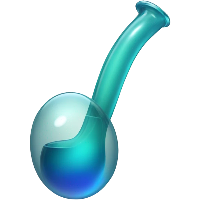 Glass stemmed pipe with a glass blown bubble on the end of the stem emoji
