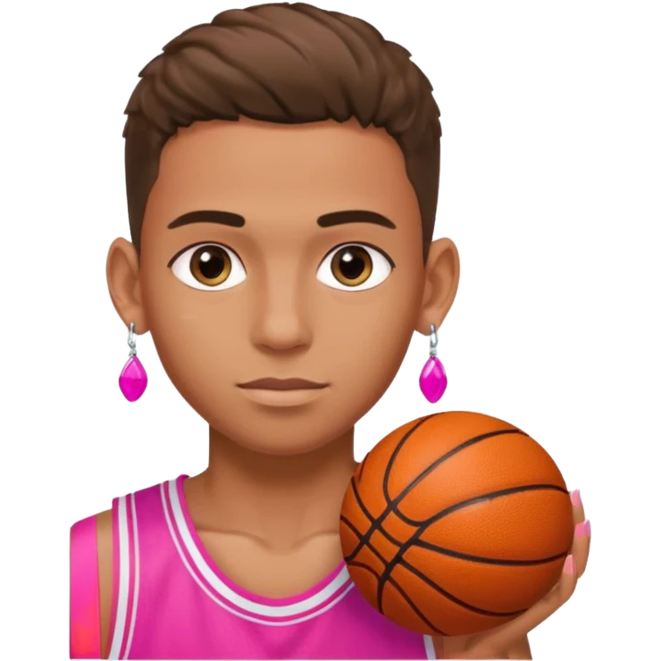 Boy Zesty basketball player with pink nails and earrings emoji
