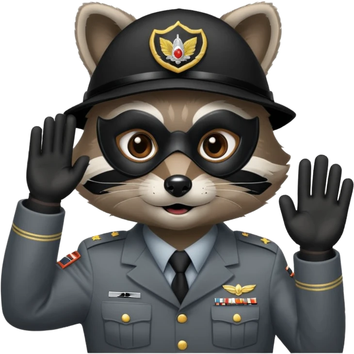 A raccoon giving a military salute emoji