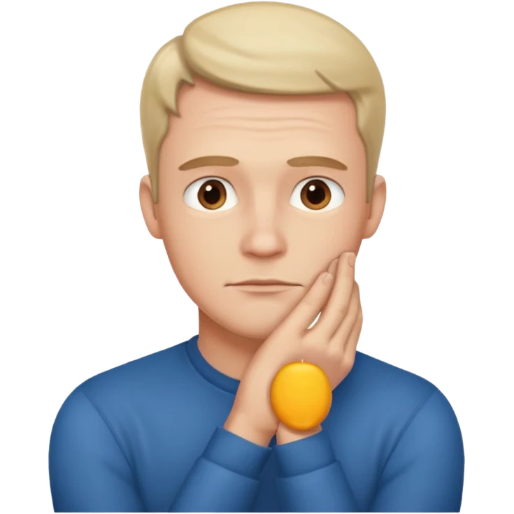 🧍‍♂️ thinking face with hands on chin emoji