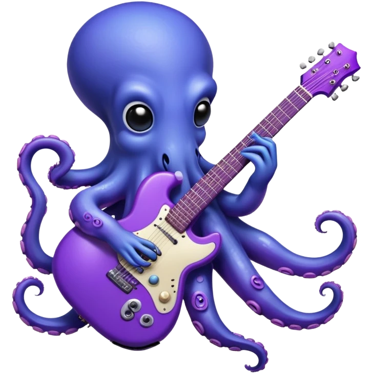 Blue octopus playing a purple guitar  emoji