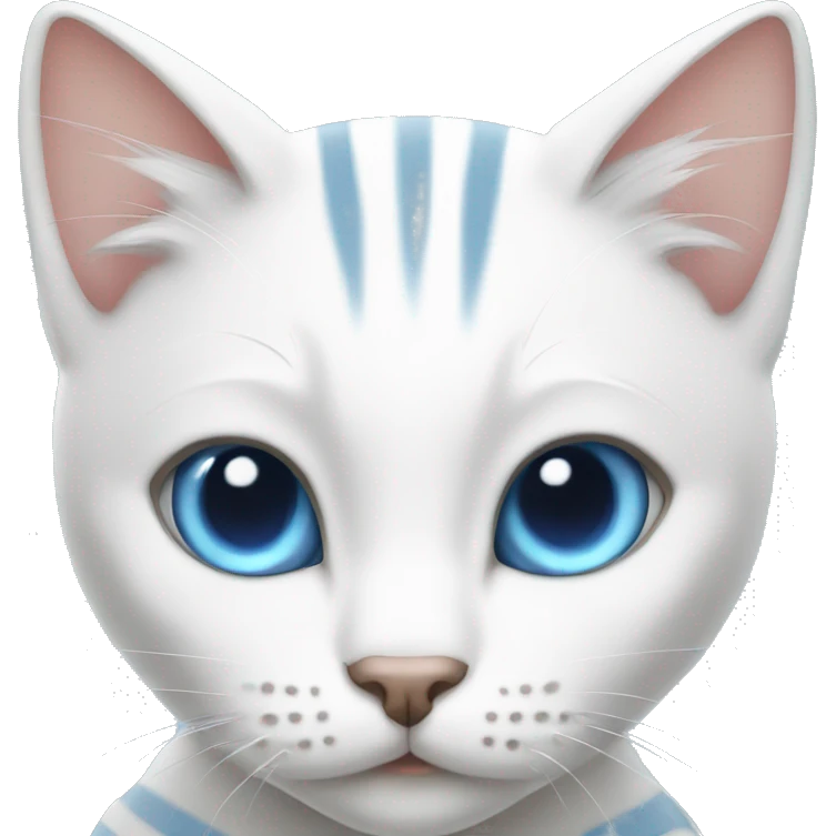 White cat with stripes and blue eyes emoji