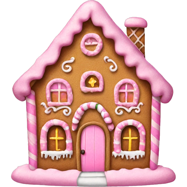 Gingerbread house pink emoji