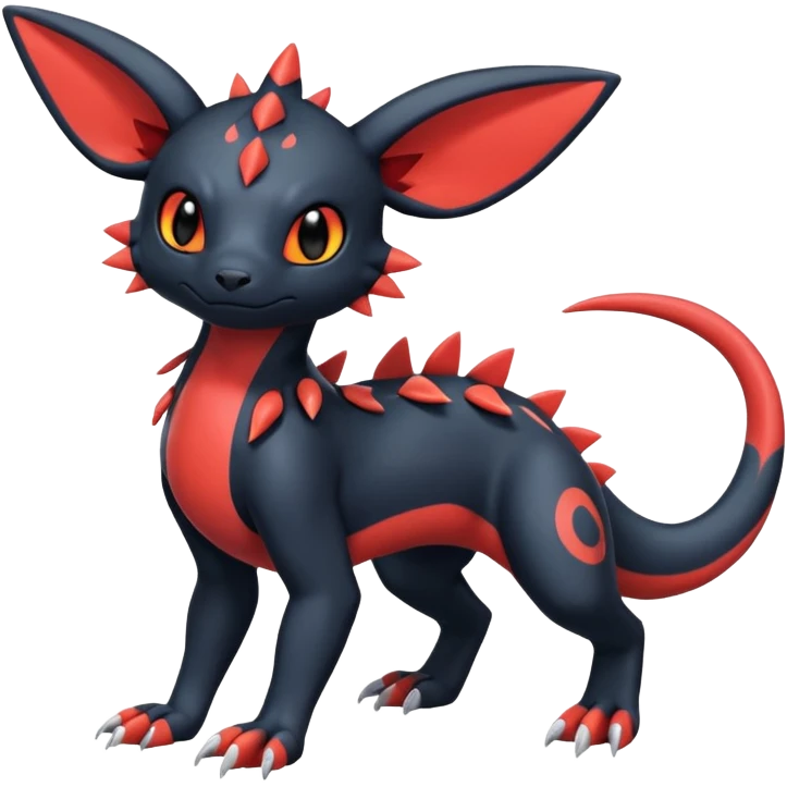 Cute Exotic Colorful Guilmon-Salandit-Umbreon-Quilava-Fakémon-hybrid-creature (full body)  emoji