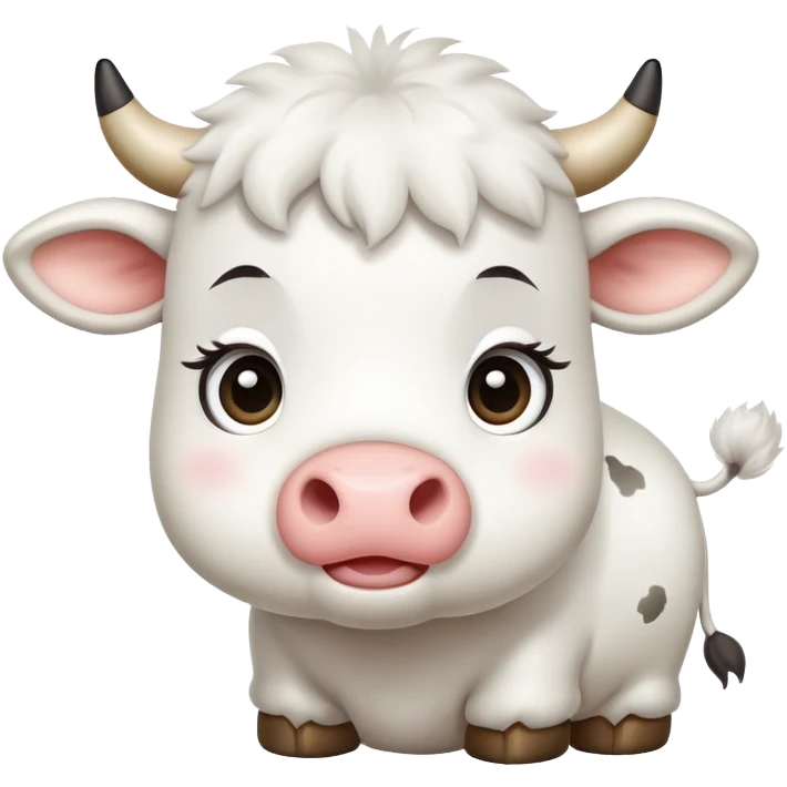 White cow with adorable cute expression that makes you say awww emoji