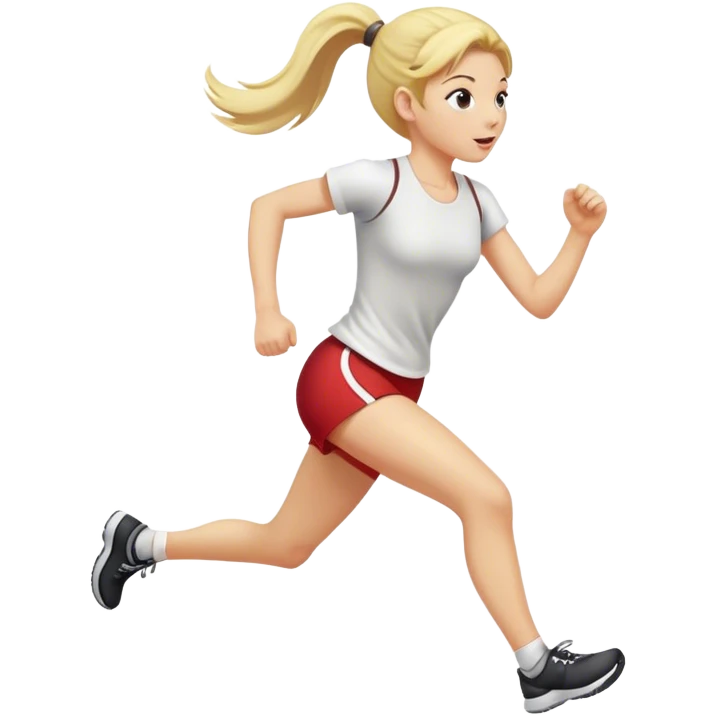 Blonde girl with ponytail running emoji