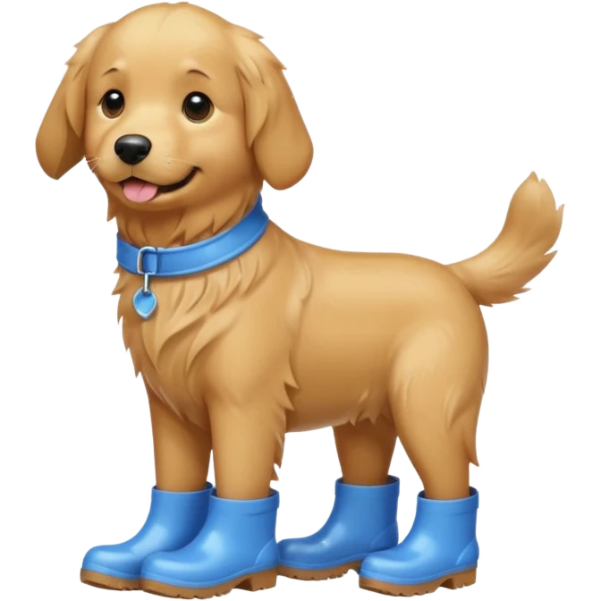 golden retriever with blue rainboots emoji