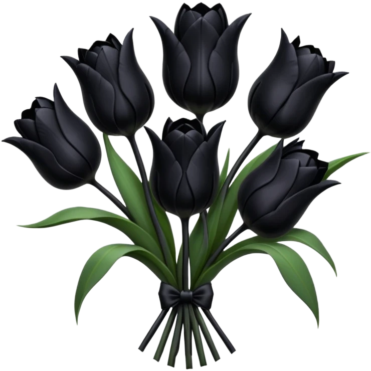 goth tulip bouquet, black tulips, spiderweb details emoji