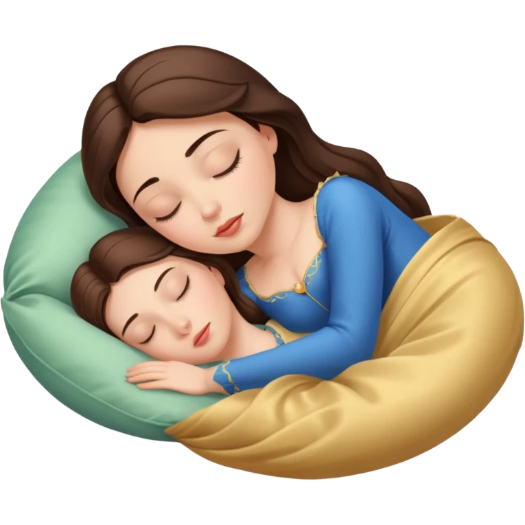 sleeping beauty brunette white girl with a silk pillow emoji