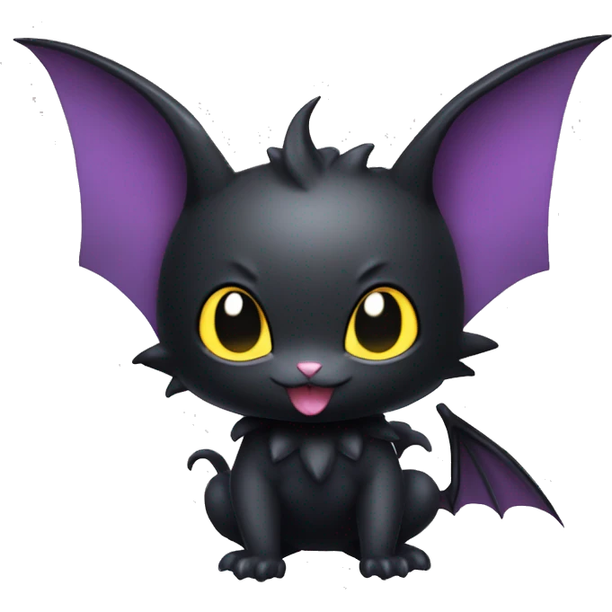 Cool Cute Edgy Dark Black Batty Chibi Noibat-Cat-Pokémon-Fakémon-hybrid emoji