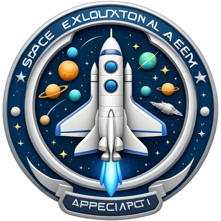 space exploration agency emblem with spacecraft emoji