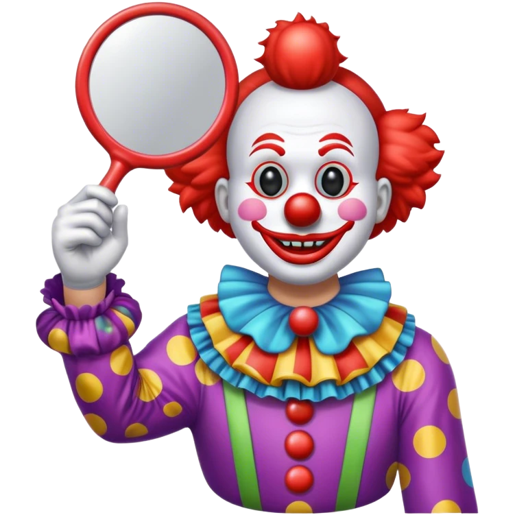 Clown holding hand mirror emoji