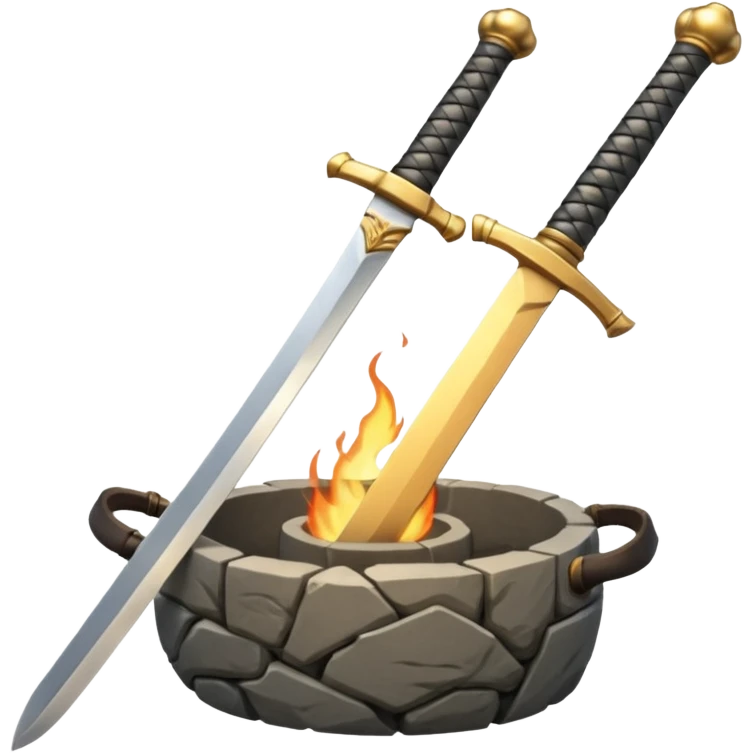 A Japanese stone forge with a sword emoji