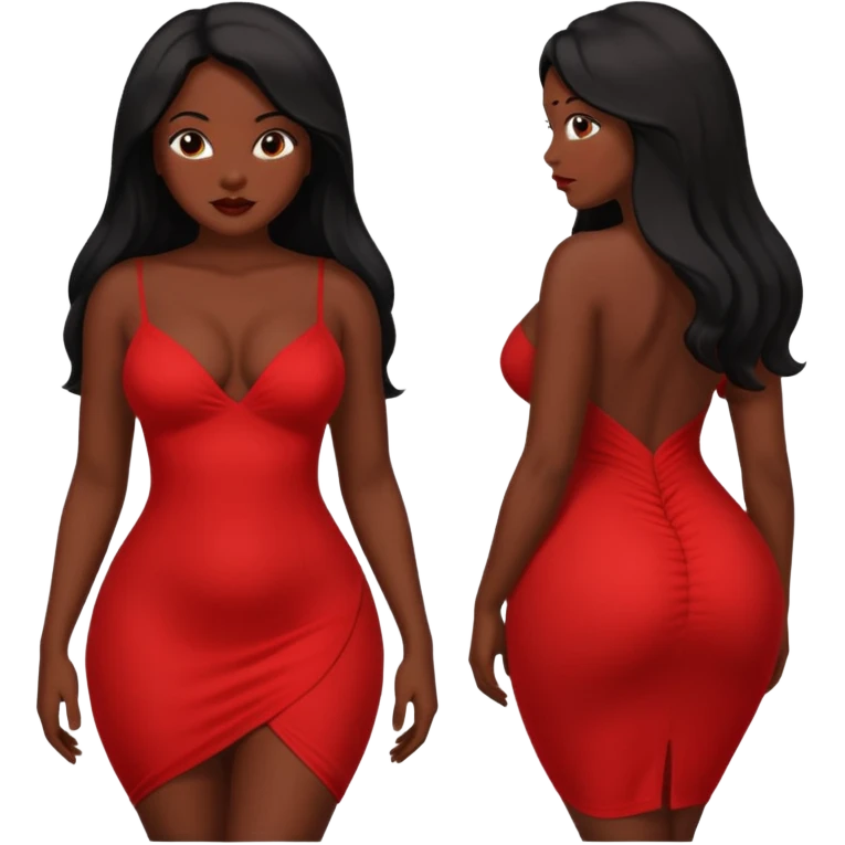 Dark skin sexy nude emoji in red dress showing ass emoji