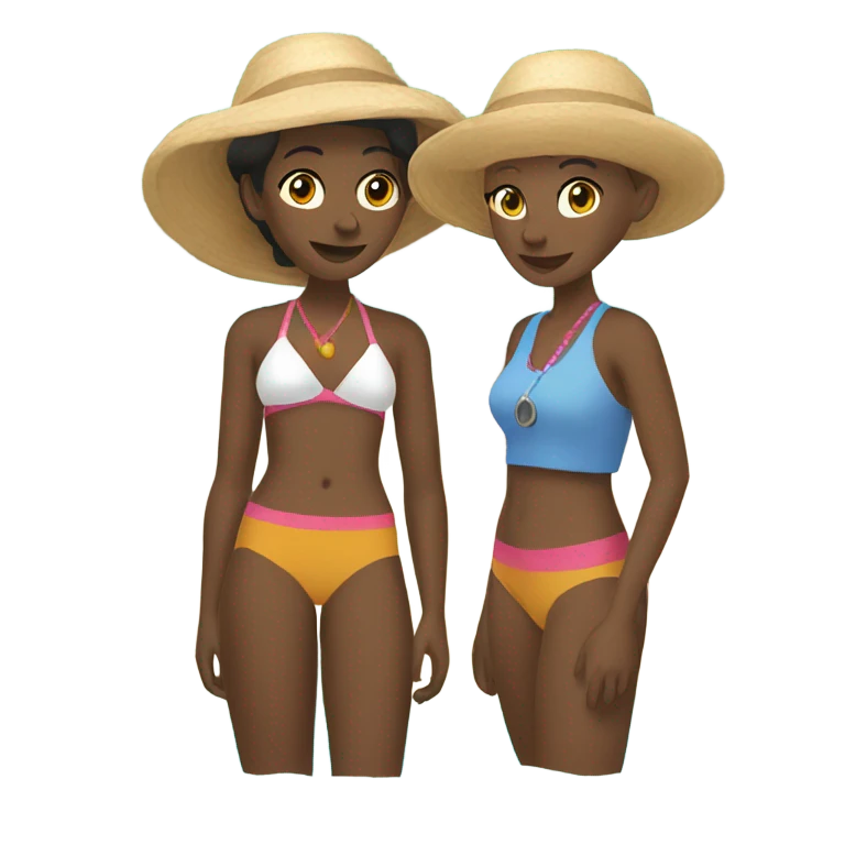 Two lesbians on a beach emoji