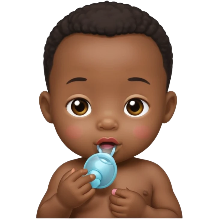 Black baby using pacifier blushing emoji