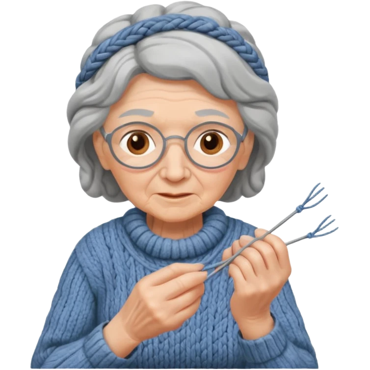 elderly woman knitting emoji