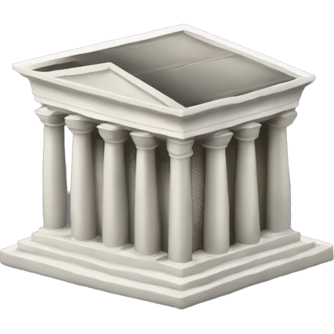 Emoji de edificio de banco: estructura clásica, columnas, puerta grande y símbolo de moneda o dólar emoji