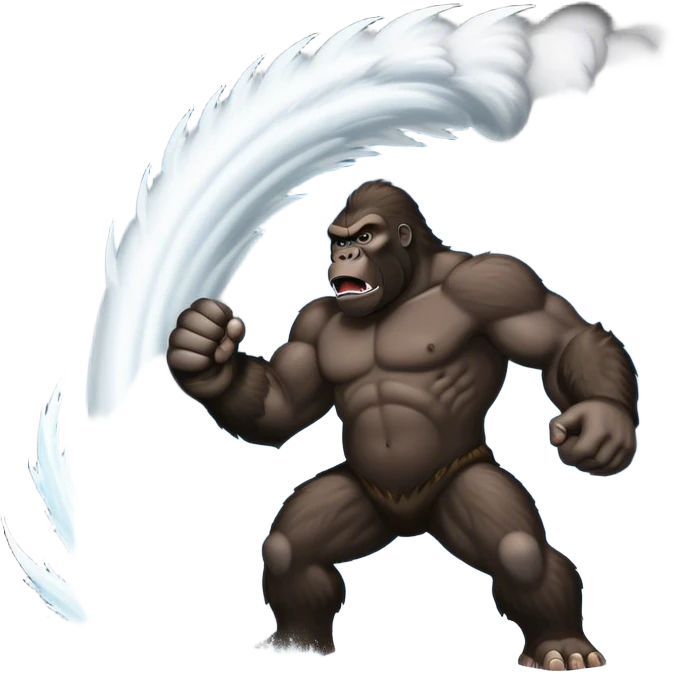 king kong punching a tall tornado cyclone emoji