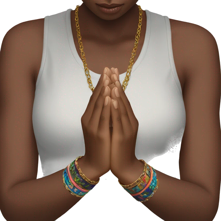 Prayer hands no sleeve but bracelets on the wrists emoji