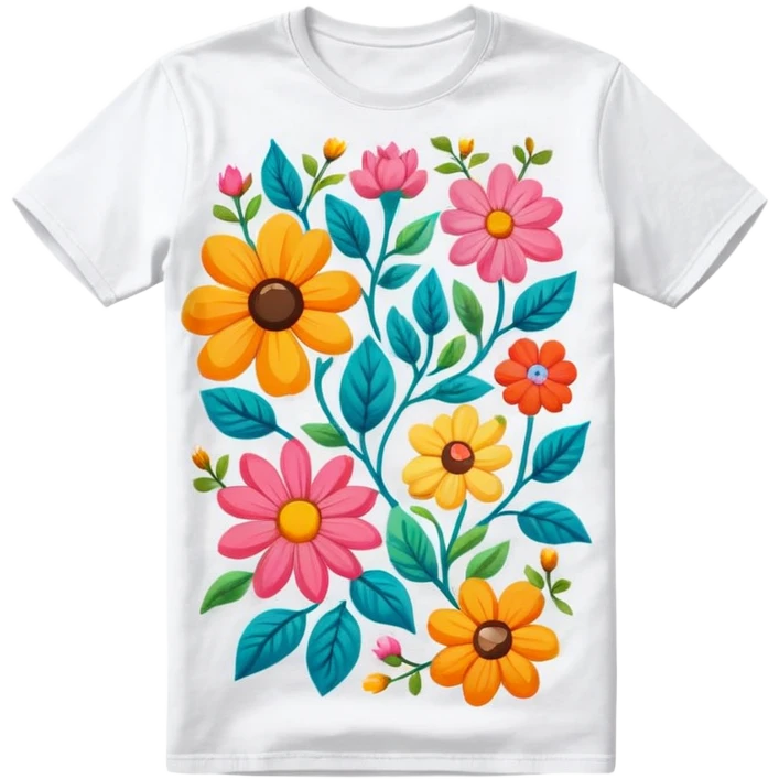 floral pattern graphic tee shirt emoji