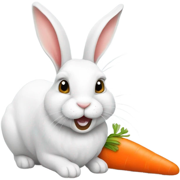 White rabbit with carrot in mouth emoji