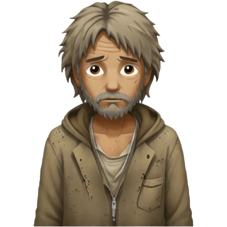 very dirty looking homeless person very very dirty emoji