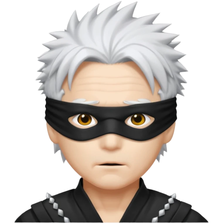 Gojo saturo with spiky hair and blind fold emoji