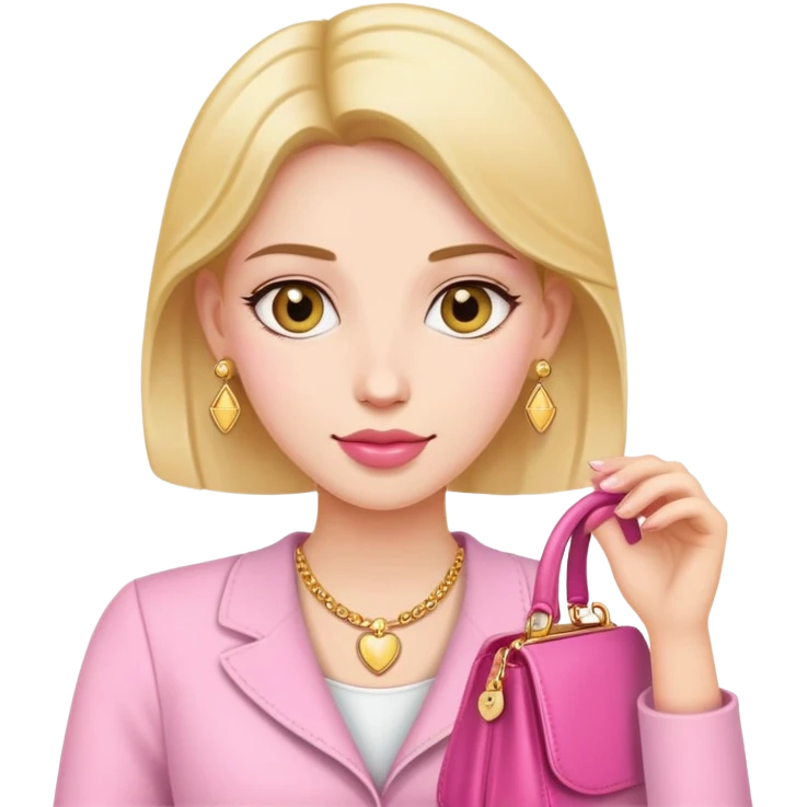 woman with gold earrings holding a pink purse emoji