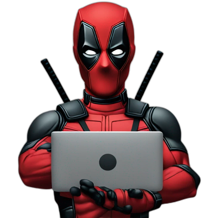 Deadpool at the computer emoji