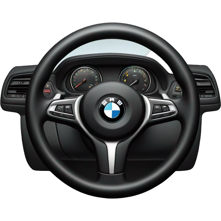 A manicured hand on the steering wheel of a BMW emoji