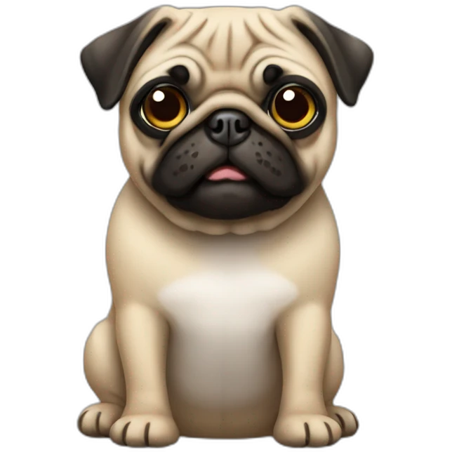 pug wearing a t-shirt emoji