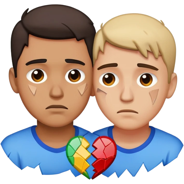 gay couple breaking up with a shattered heart between them emoji