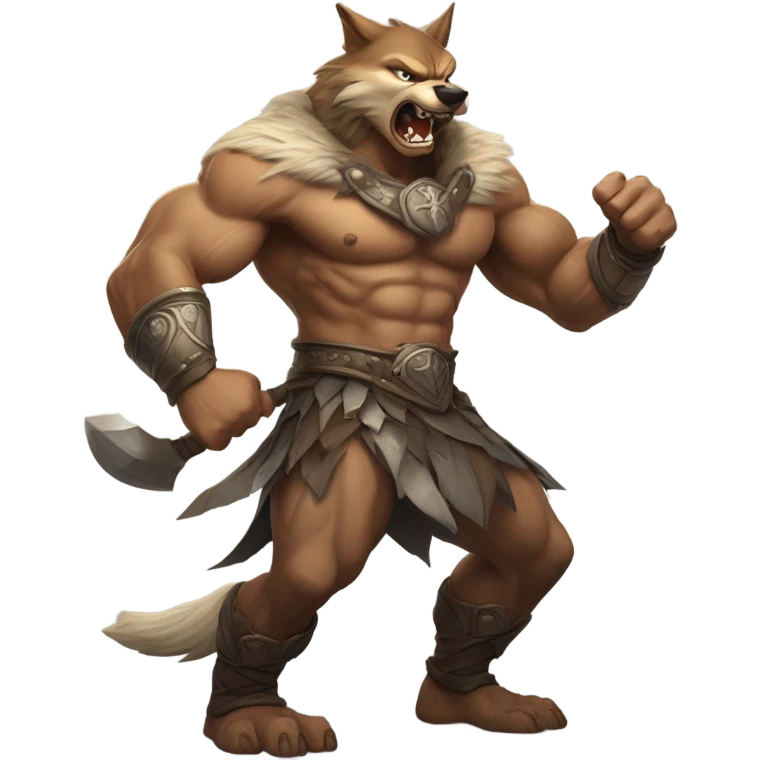 Man fighting wolf emoji