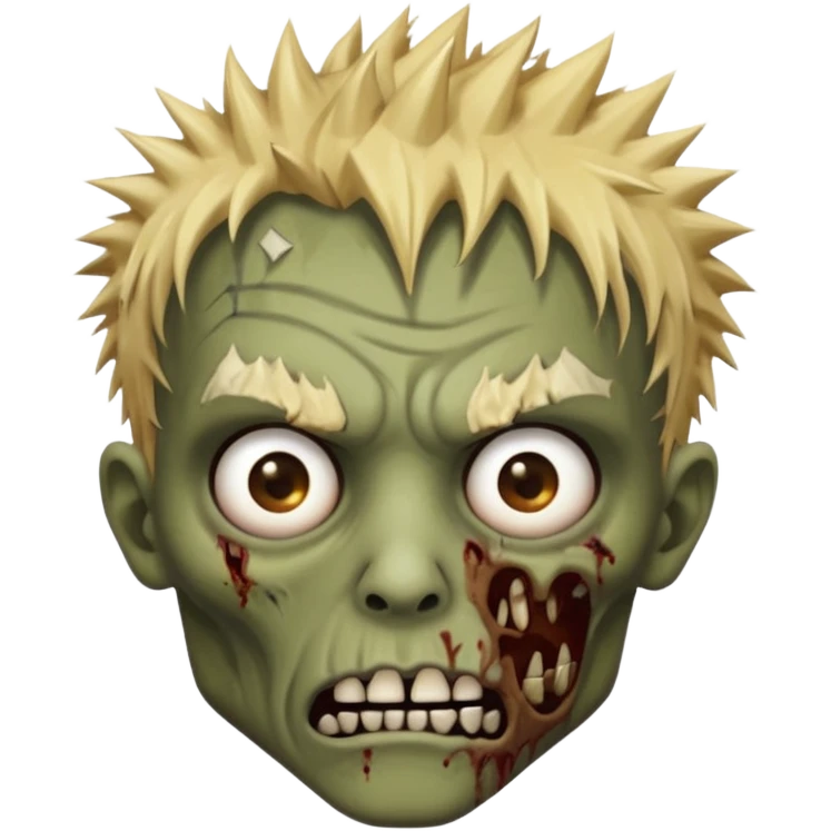 zombie face with spiky hair with blonde patch on the left and make him brownskin emoji
