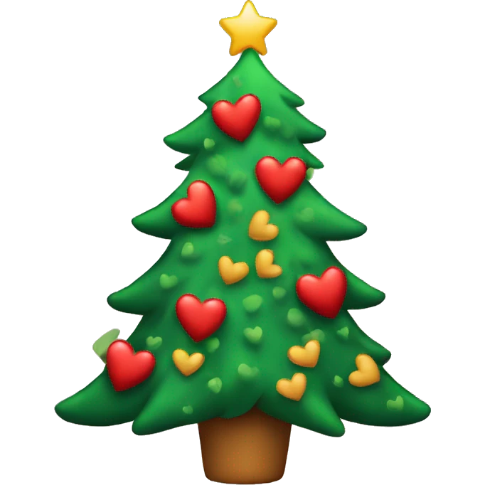 Christmas tree decorated with hearts emoji