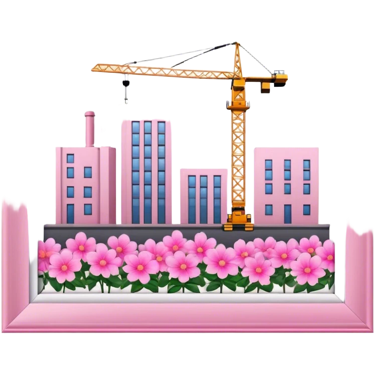 construction and pink flowers emoji