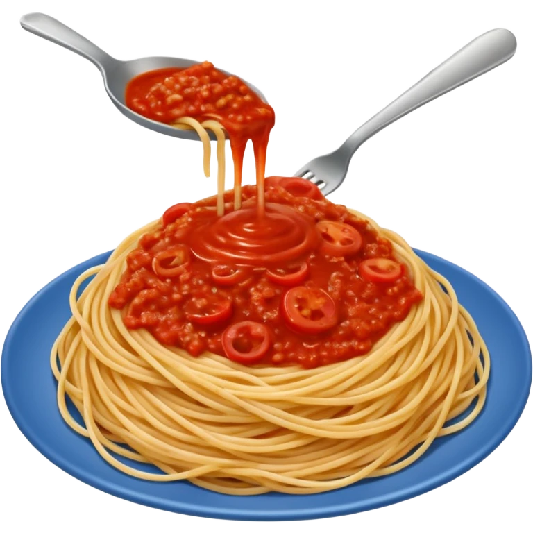 spaghetti all'assasina, sauce mixed into the spaghetti emoji