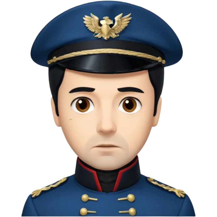 Javert From Les Miserables with light skin, brown eyes, Black Hair, blue outfit emoji