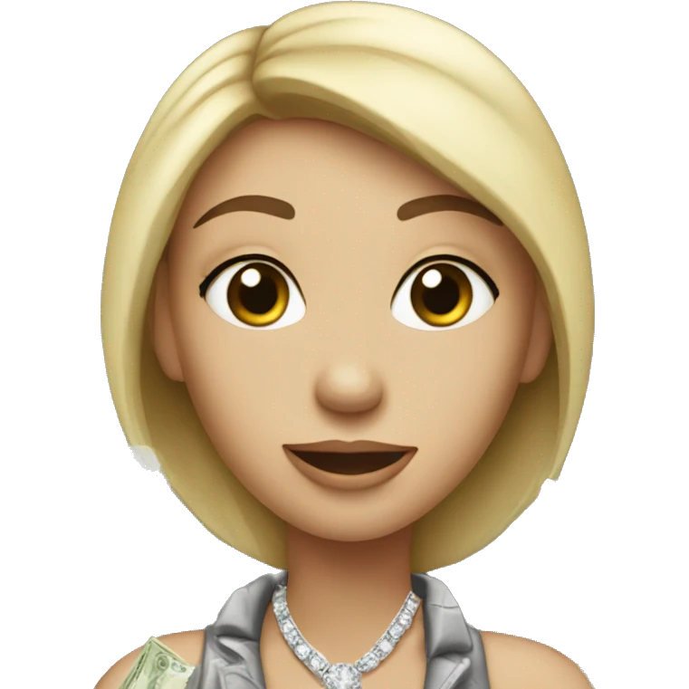 Woman loving money and diamonds emoji