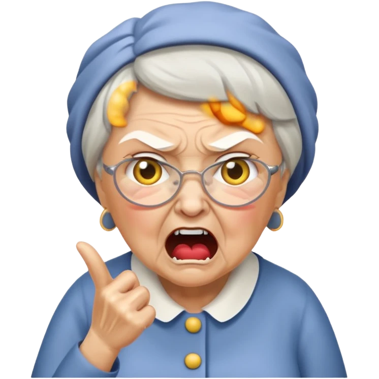make me an emoji of an angry british granny yelling at a kid for pronouncing a word incorrectly emoji