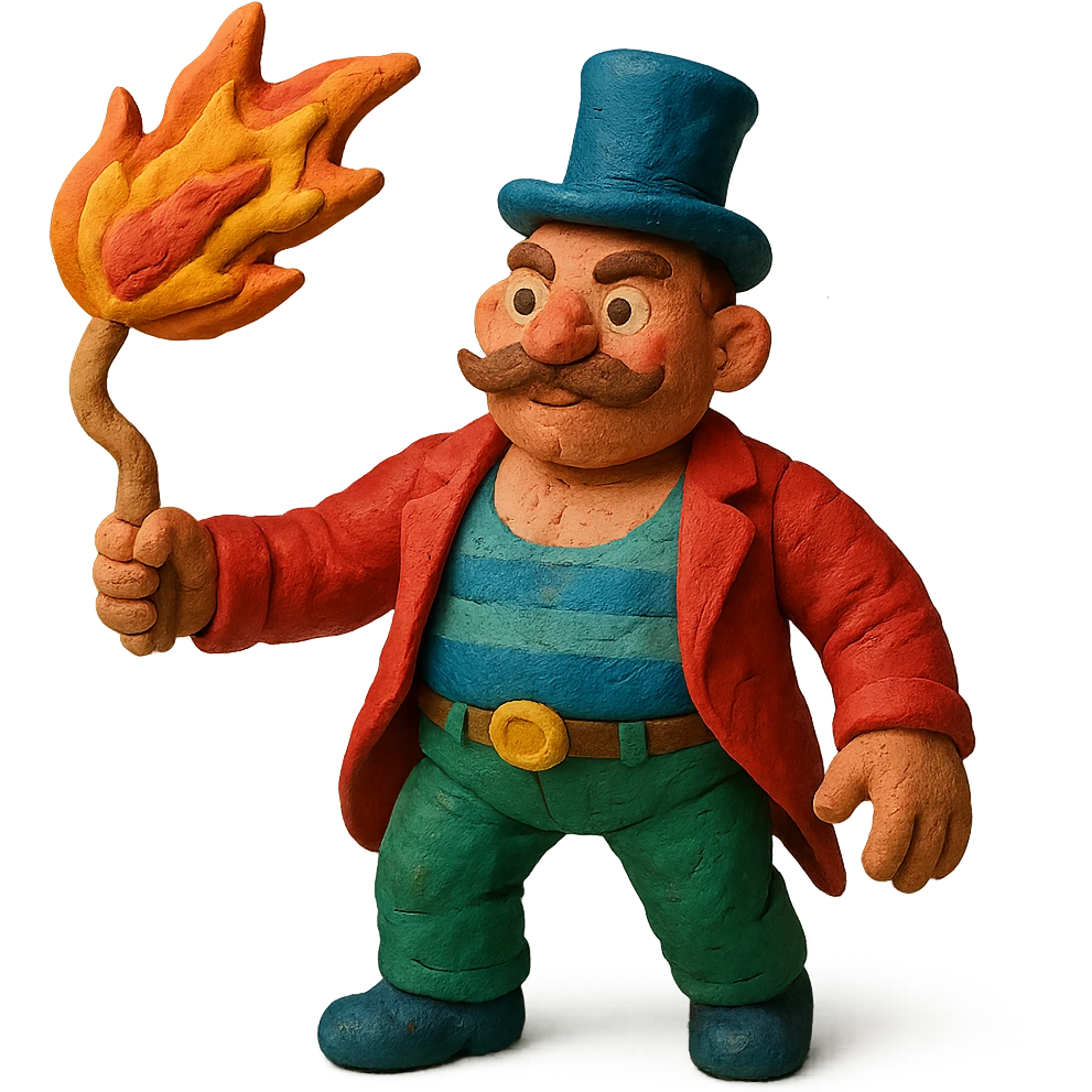 vintage circus artist with a fire whip emoji