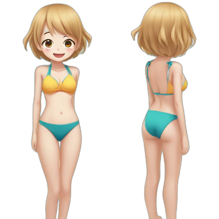 upperbody female young child light skin onepieceswimsuit backless back cute adorable sweet emoji