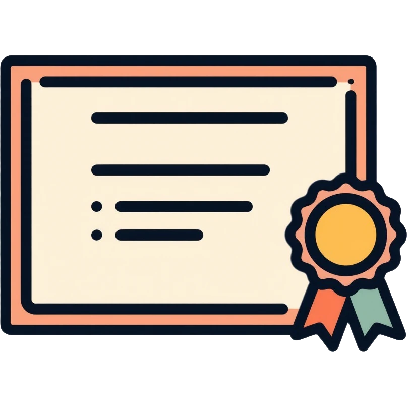 Certificate of achievement with seal emoji