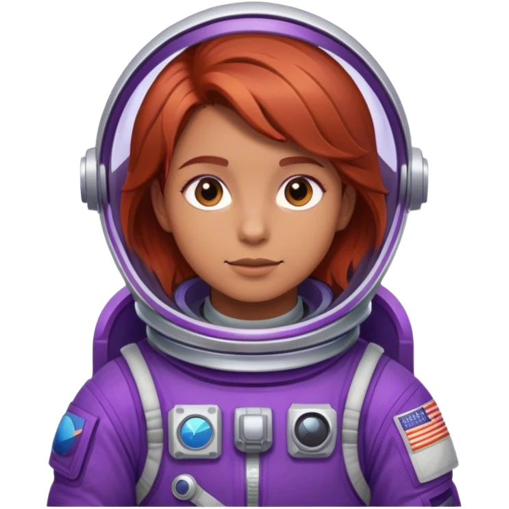 gen z with red/brown hair in purple astronuat suit emoji