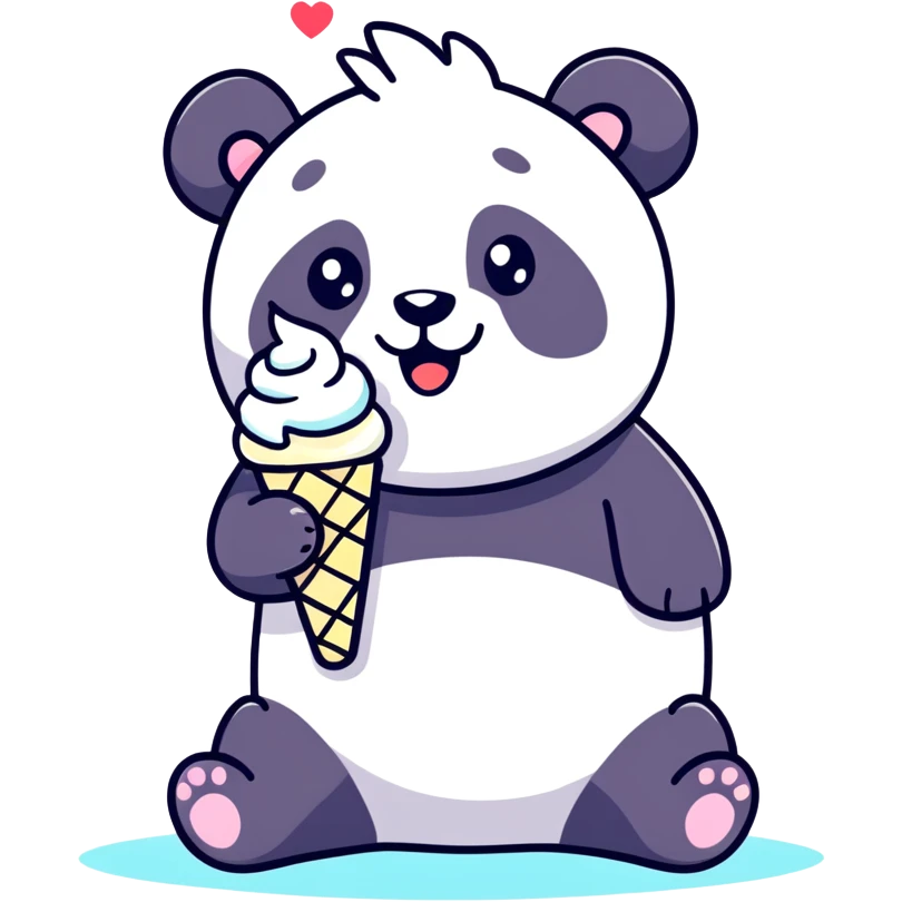Panda eating ice cream emoji