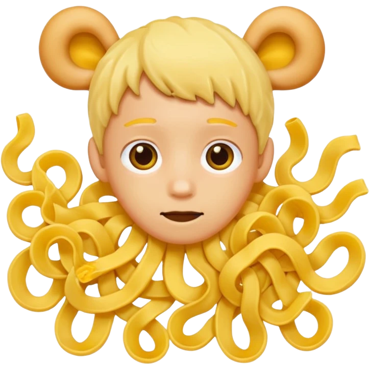 лапша висит на правом и левом ухе человека emoji