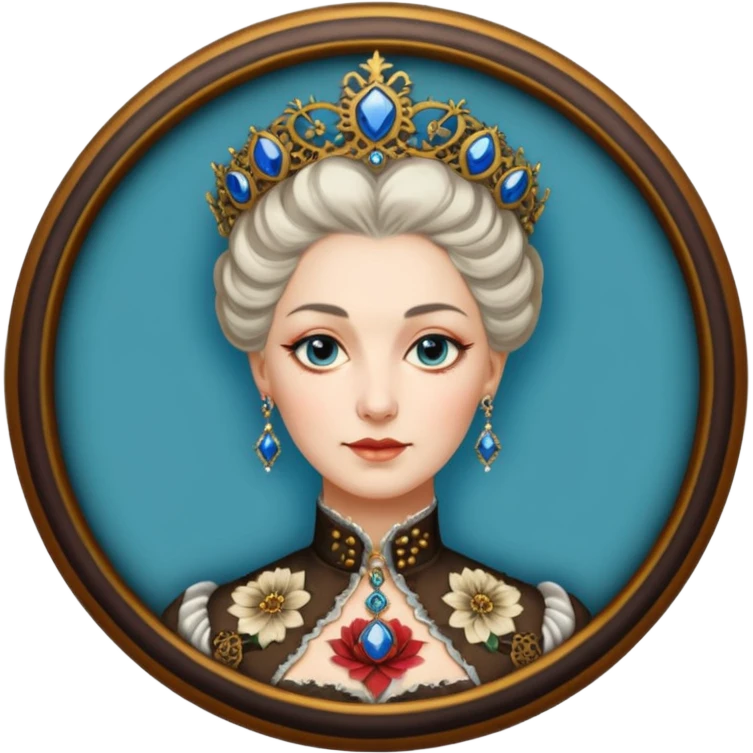 realistic cinematic Russian Empress Catherine the Great depicted with steam punk Victorian-style body tattoos emoji